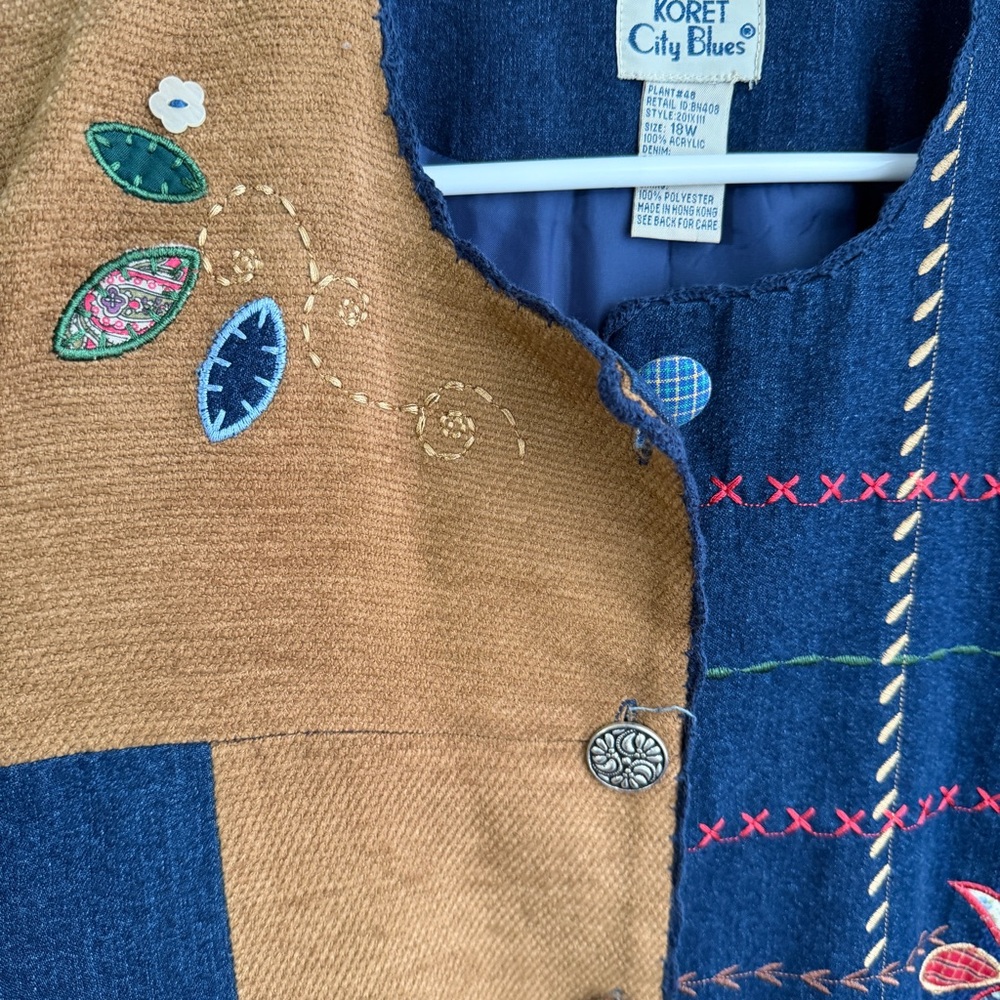 Koret City Blues Patchwork Button Up Blazer Size … - image 3